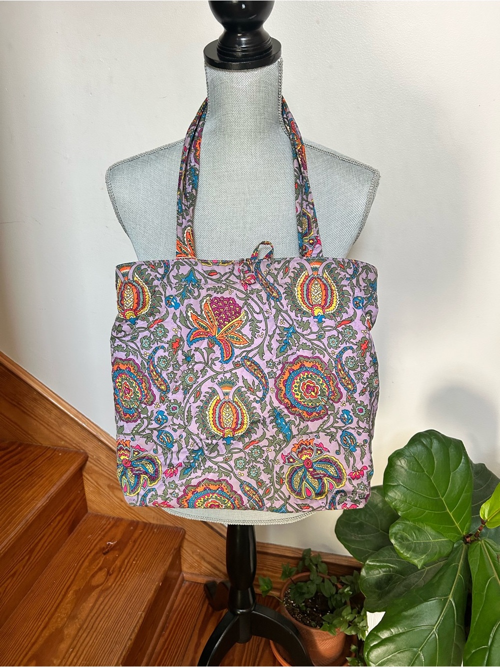 Vera Bradley Lavender Paisley Tote with Multicolor Accents
